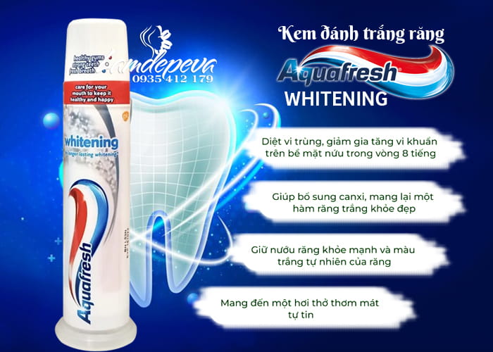 Kem đánh trắng răng Aquafresh Whitening dạng ống của Mỹ 354