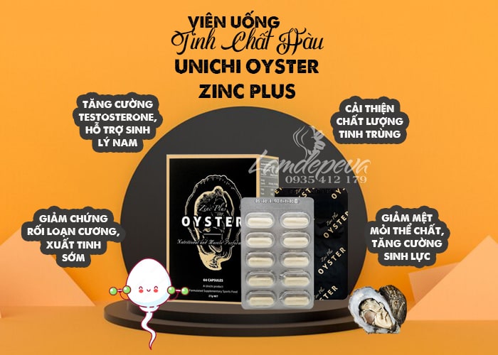 Tinh chất hàu Unichi Zinc Plus Oyster của Úc hộp 60 viên 34