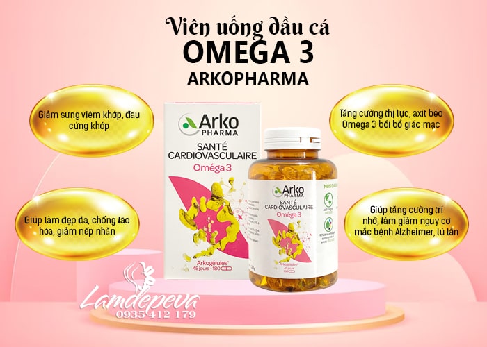 Dầu cá Arkopharma Omega 3 của Pháp hộp 180 viên chính hãng 67