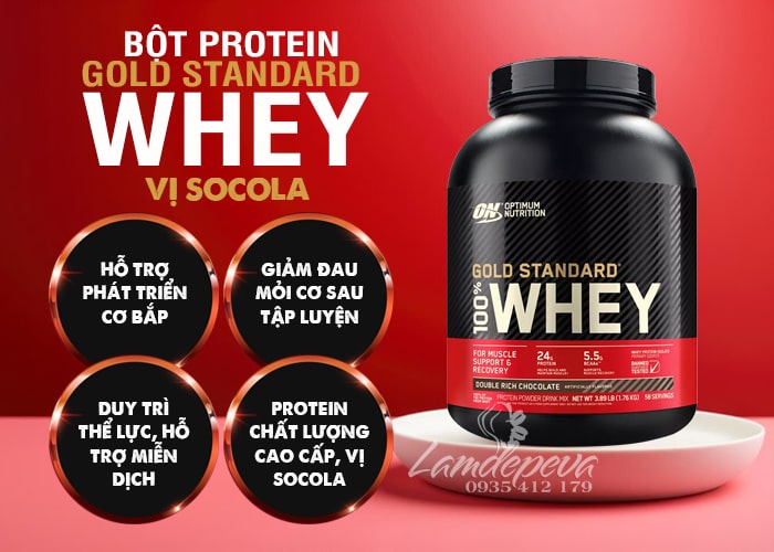 Bột protein Gold Standard Whey Double Rich Chocolate của Mỹ 56