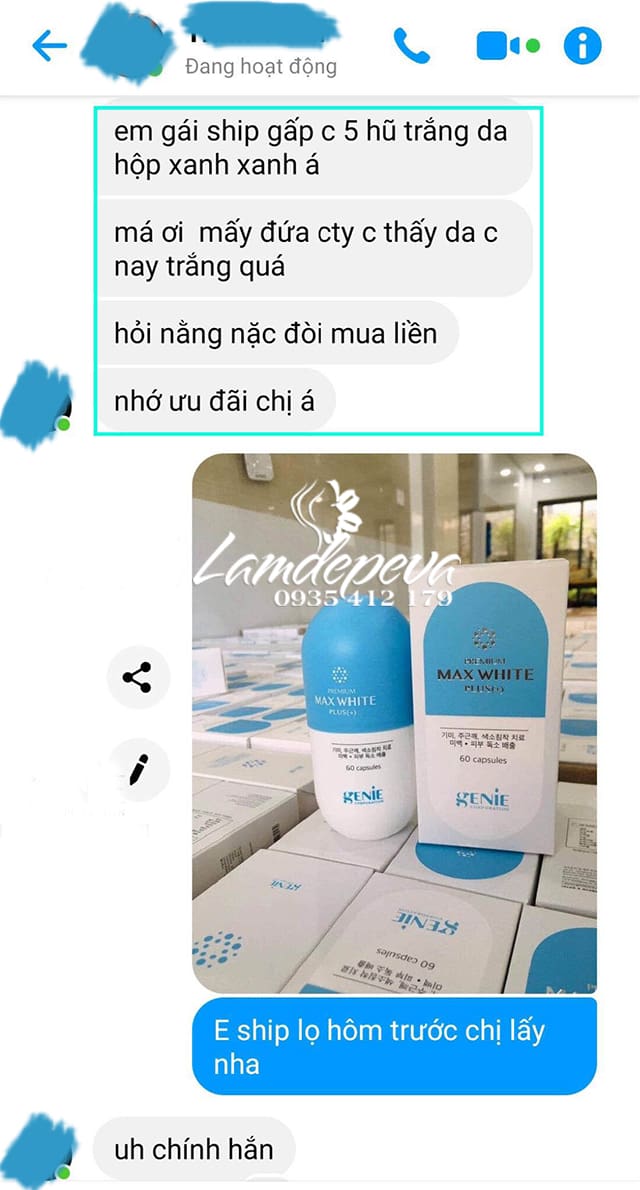 Viên uống trắng da Premium Max White Plus Genie mẫu mới 67