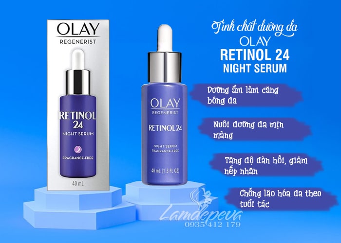 Tinh chất Olay Retinol 24 Night Serum của Mỹ chống lão hóa 3