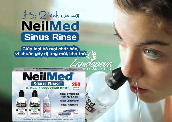 Bộ rửa mũi Neilmed Sinus Rinse 2 bình với 250 gói muối 34