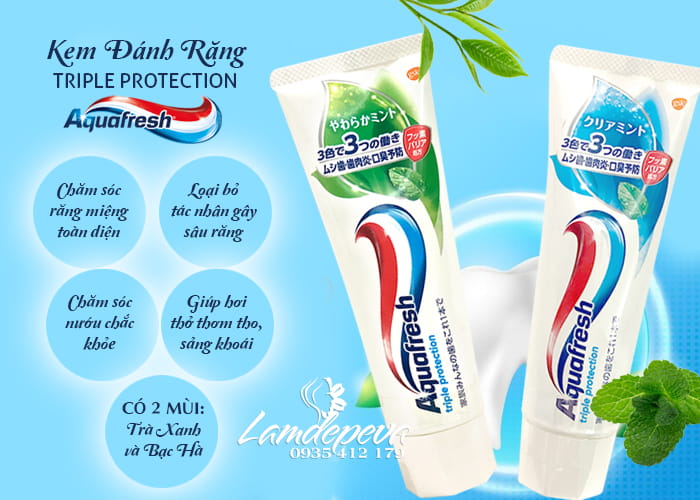 Kem đánh răng Aquafresh Nhật Triple Protection 140g 34