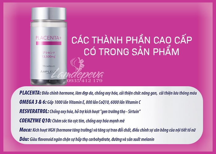 Viên uống GF Placenta 13500mg Ampleur Nhật Bản hộp 90 viên 37