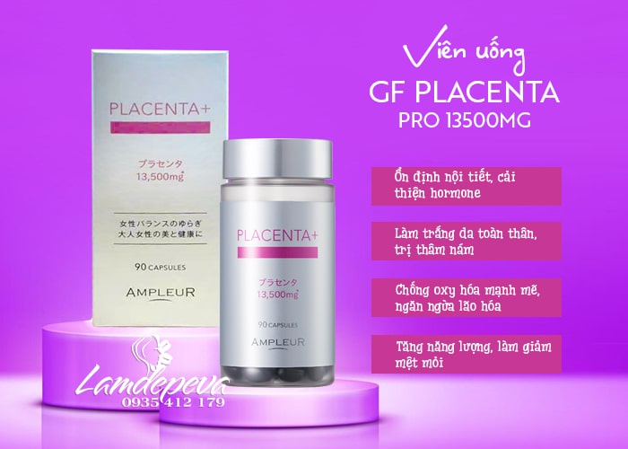 Viên uống GF Placenta 13500mg Ampleur Nhật Bản hộp 90 viên 0