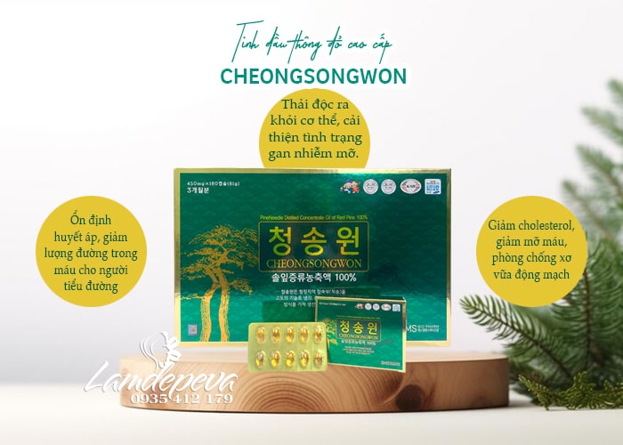 Tinh dầu thông đỏ Cheongsongwon hộp xanh 180 viên Hàn Quốc  78