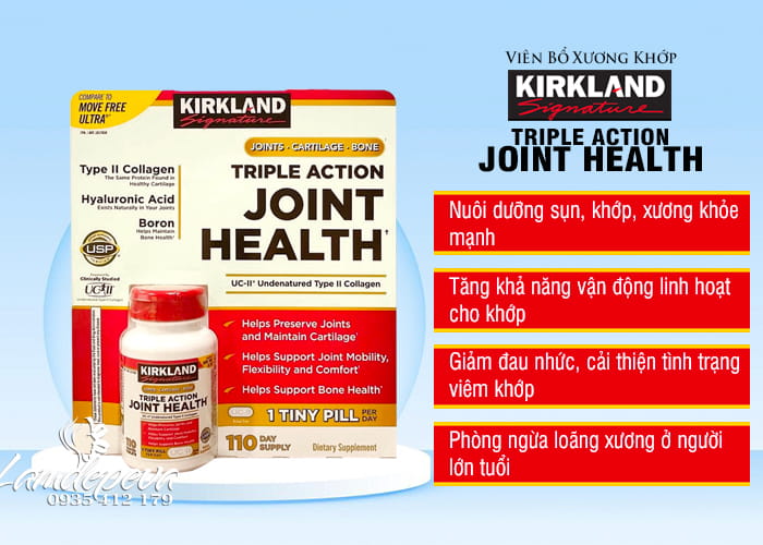 Viên uống Kirkland Triple Action Joint Health 110 viên Mỹ 89