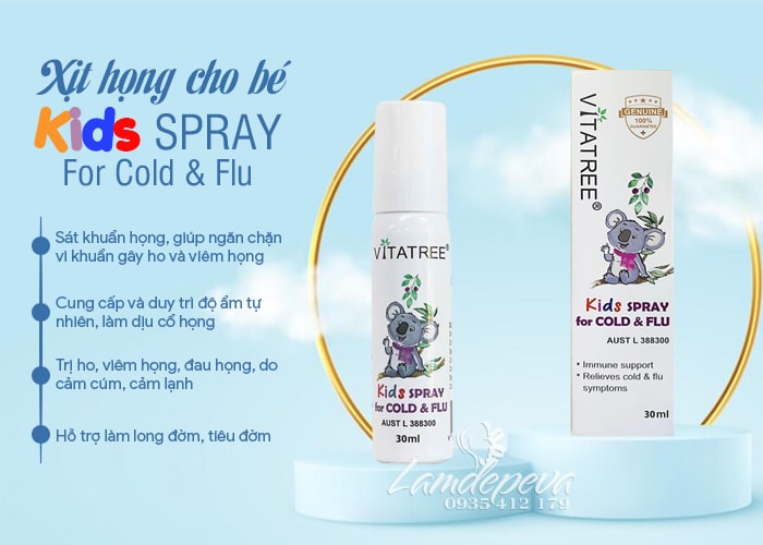 Xịt họng Vitatree For Cold & Flu Spray cho bé giảm cảm lạnh 9