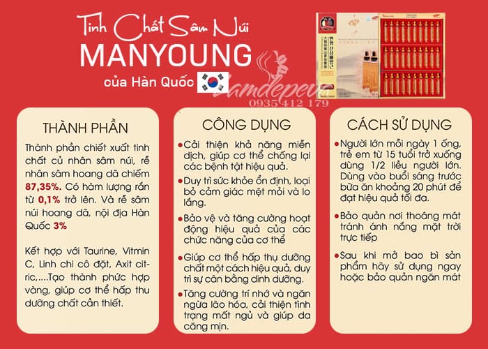 Tinh chất hồng sâm núi Manyoung 30 ống 20ml Hàn Quốc  3