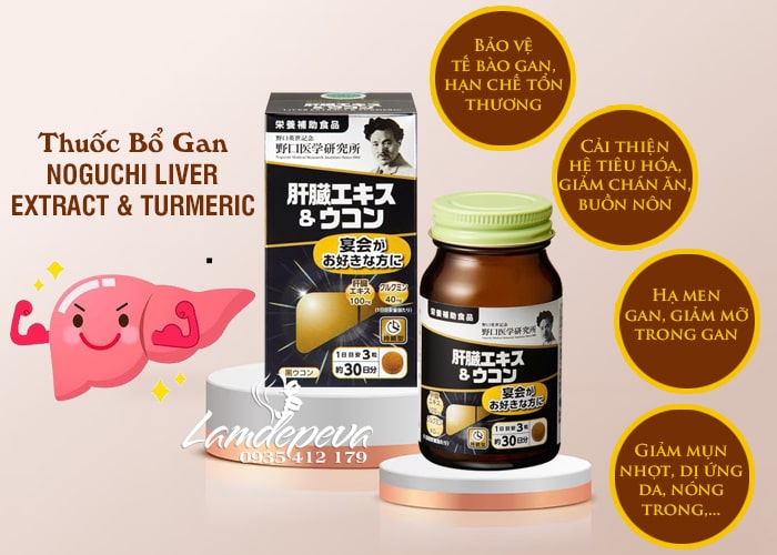 Bổ gan Noguchi Liver Extract & Turmeric 90 viên Nhật Bản 34