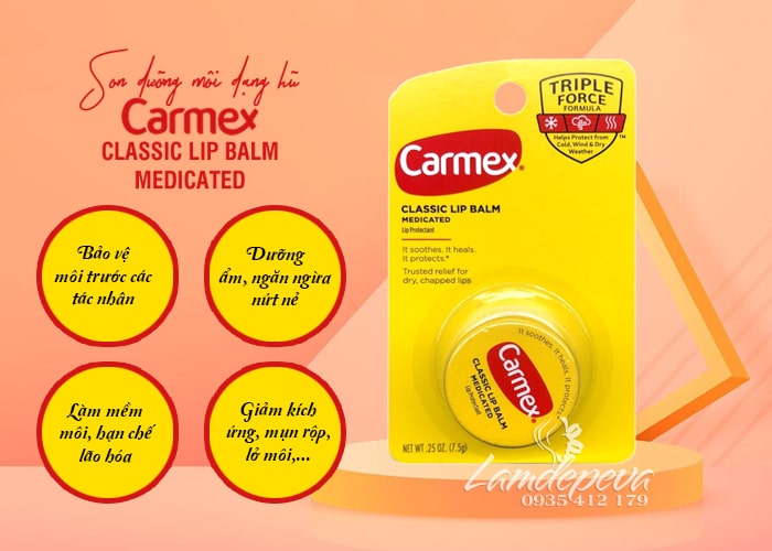 Son dưỡng Carmex hũ 7.5g Classic Lip Balm chính hãng Mỹ 34