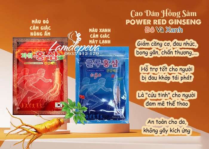 Cao dán hồng sâm Power Red Ginseng đỏ và xanh của Hàn Quốc 89