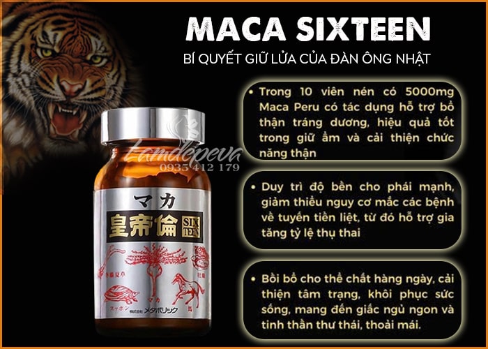 Viên uống Maca Sixteen 200 viên Nhật Bản bổ thận tráng dương 89