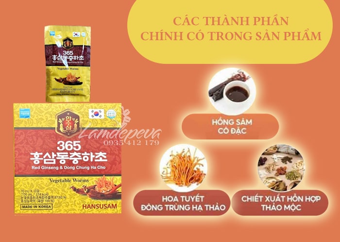 Nước hồng sâm đông trùng 365 Hansusam Hàn Quốc 20 gói  89