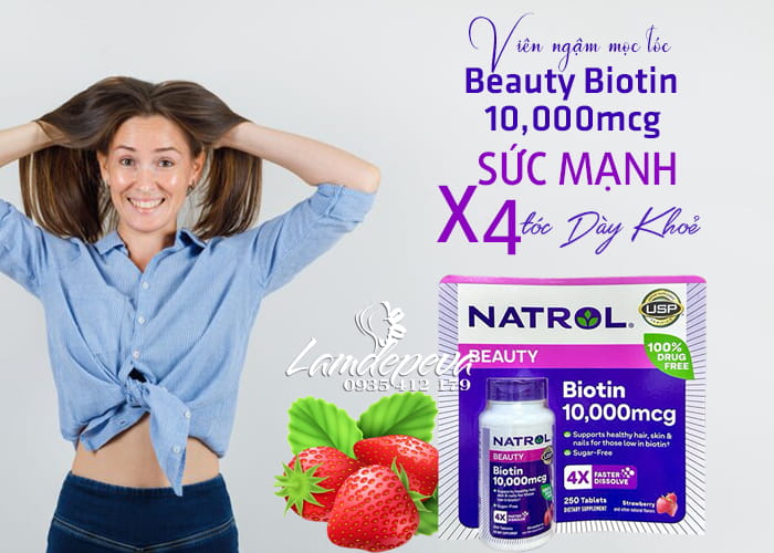 Viên ngậm Natrol Biotin 10000mcg của Mỹ hỗ trợ mọc tóc 23