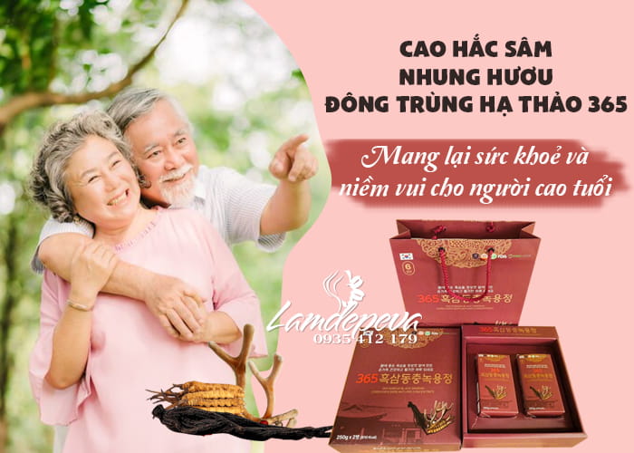 Cao hắc sâm nhung hươu đông trùng 365 Hàn Quốc 2 lọ x 250g 12