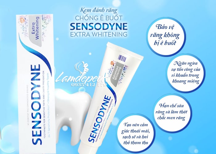 Kem đánh răng Sensodyne của Mỹ 184g Extra Whitening mẫu mới 45