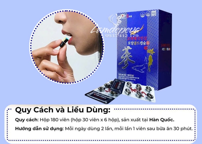 Viên thiên sâm đông trùng hạ thảo trứng cá tầm 180 viên Hàn Quốc 09