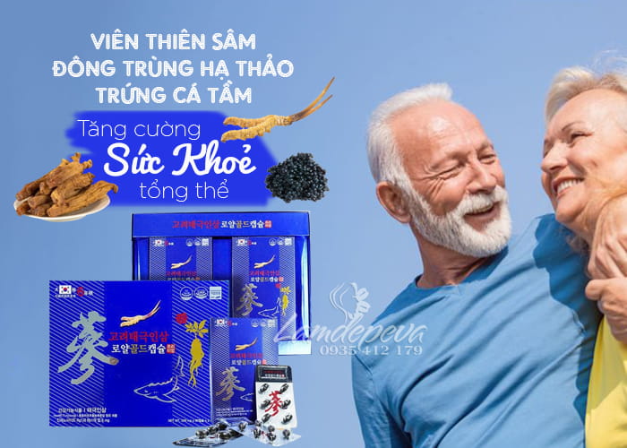 Viên thiên sâm đông trùng hạ thảo trứng cá tầm 180 viên Hàn Quốc 45