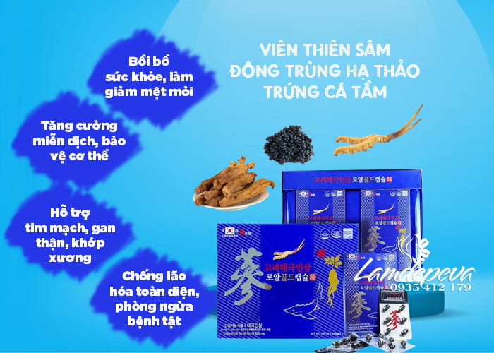 Viên thiên sâm đông trùng hạ thảo trứng cá tầm 180 viên Hàn Quốc 56