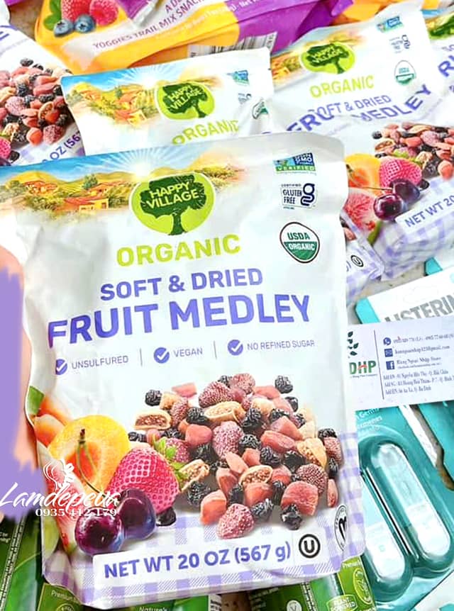 Trái cây sấy khô Organic Fruit Medley Happy Village 567g của Mỹ 8