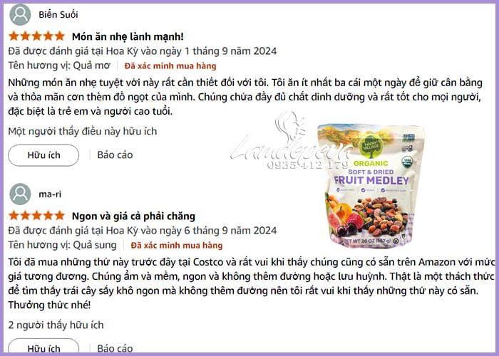 Trái cây sấy khô Organic Fruit Medley Happy Village 567g của Mỹ 90