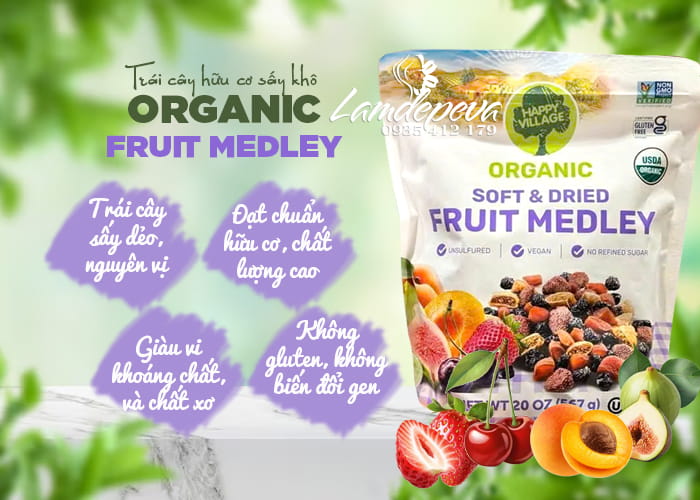 Trái cây sấy khô Organic Fruit Medley Happy Village 567g của Mỹ 78