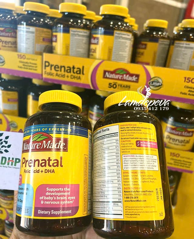 Viên bổ sung vitamin + DHA Prenatal Nature Made 150 viên 45