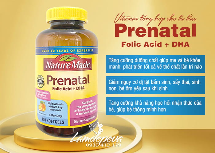 Viên bổ sung vitamin + DHA Prenatal Nature Made 150 viên 78