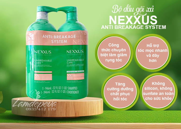 Dầu gội xả Nexxus màu xanh Anti-Breakage System 946ml 7