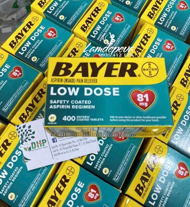 Thuốc Bayer Low Dose Aspirin 81mg của Mỹ hộp 400 viên 56