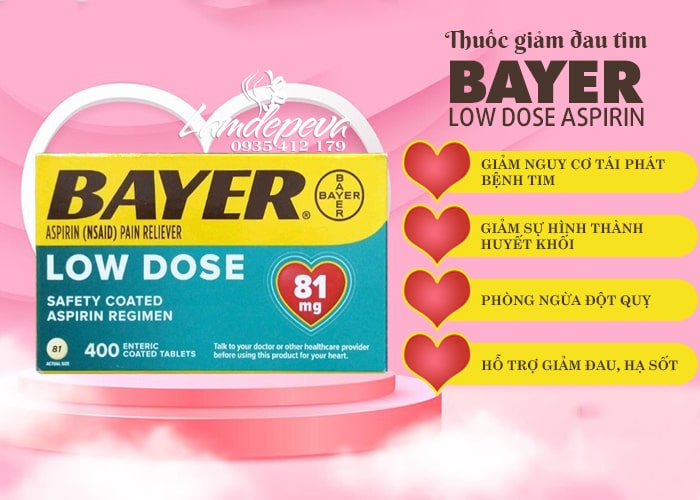 Thuốc Bayer Low Dose Aspirin 81mg của Mỹ hộp 400 viên 9