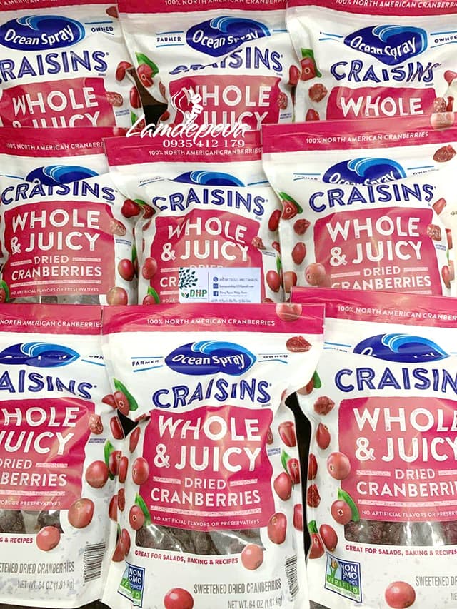 Nam việt quất sấy khô Ocean Spray Craisins Cranberries 0