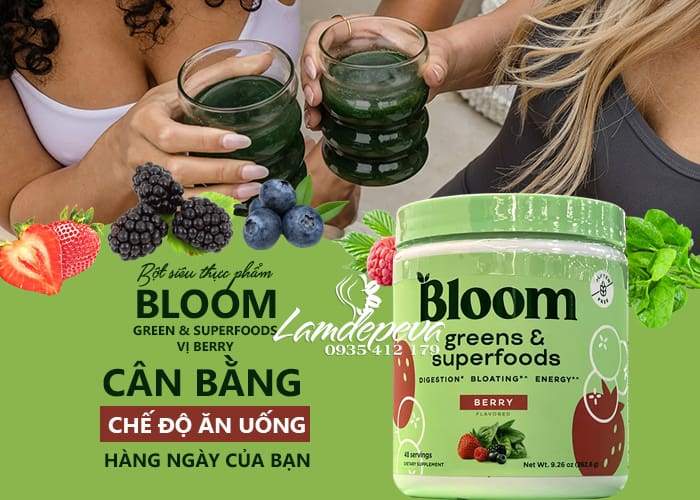 Bột siêu thực phẩm Bloom Green & Superfoods Berry Flavored của Mỹ 4 Bột siêu thực phẩm Bloom Green & Superfoods Berry Flavored của Mỹ 4