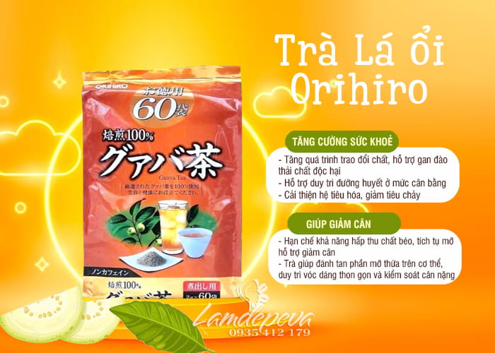 Trà lá ổi Orihiro Nhật Bản 60 gói - Hỗ trợ giảm cân hiệu quả 88 Trà lá ổi Orihiro Nhật Bản 60 gói - Hỗ trợ giảm cân hiệu quả 88