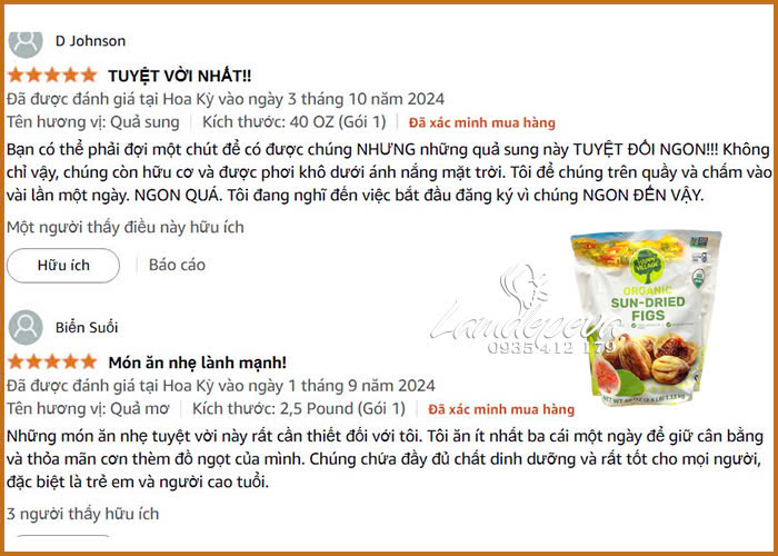 Sung sấy dẻo hữu cơ Happy Village Organic Sun-Dried Figs 00