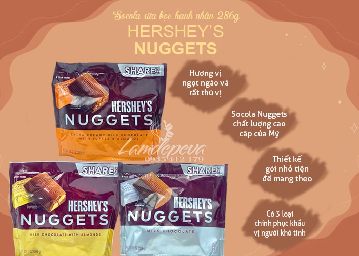 Socola Hershey’s Nuggets 289g của Mỹ với 3 hương vị 678