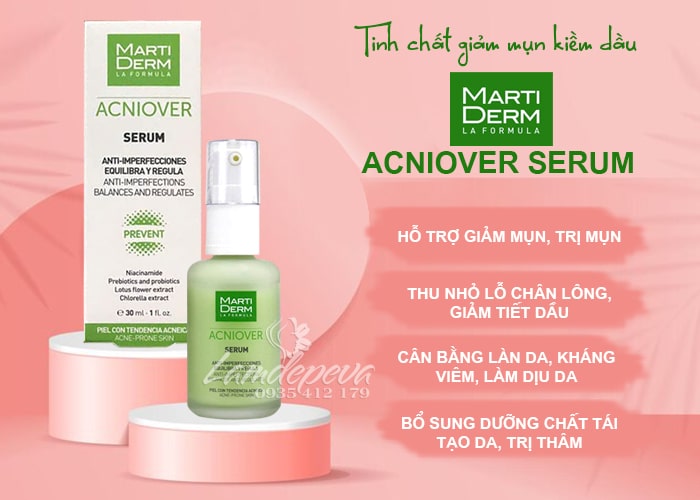 Tinh chất giảm mụn kiểm soát nhờn MartiDerm Acniover Serum 89