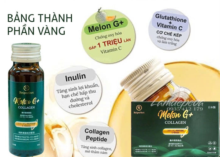 Nước uống Melon G+ Collagen hộp 10 chai x 50ml Nhật Bản 49