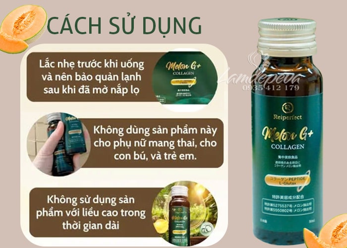 Nước uống Melon G+ Collagen hộp 10 chai x 50ml Nhật Bản 90