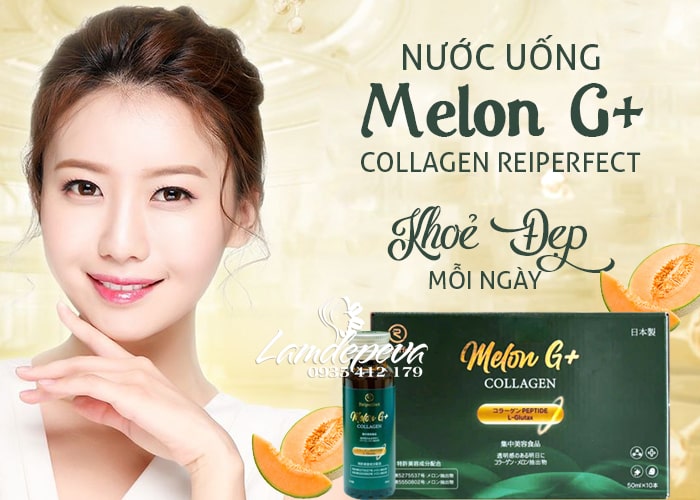 Nước uống Melon G+ Collagen hộp 10 chai x 50ml Nhật Bản 34