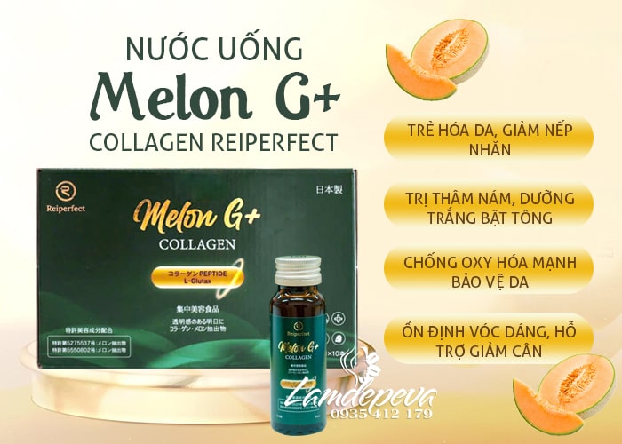 Nước uống Melon G+ Collagen hộp 10 chai x 50ml Nhật Bản 45