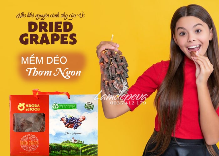 Nho khô nguyên cành Dried Grapes Adora ST Food của Úc 1kg 56