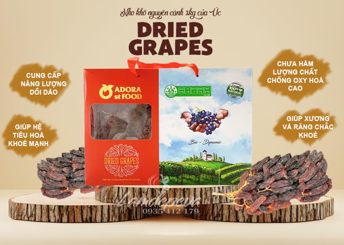 Nho khô nguyên cành Dried Grapes Adora ST Food của Úc 1kg 0