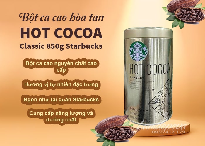 Bột ca cao Hot Cocoa Classic Starbucks 850g chính hãng Mỹ 89