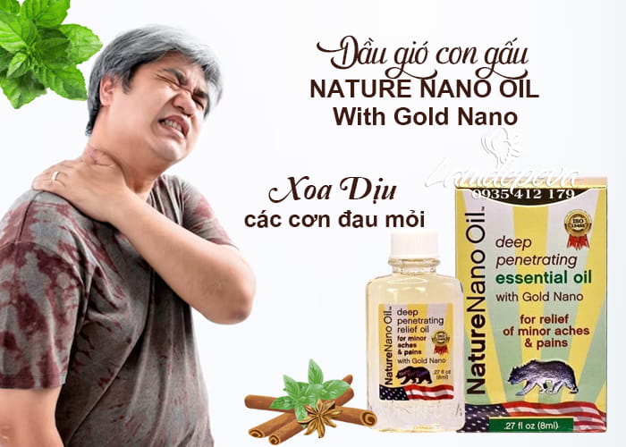 Dầu gió con gấu Nature Nano Oil With Gold Nano của Mỹ 8ml 45