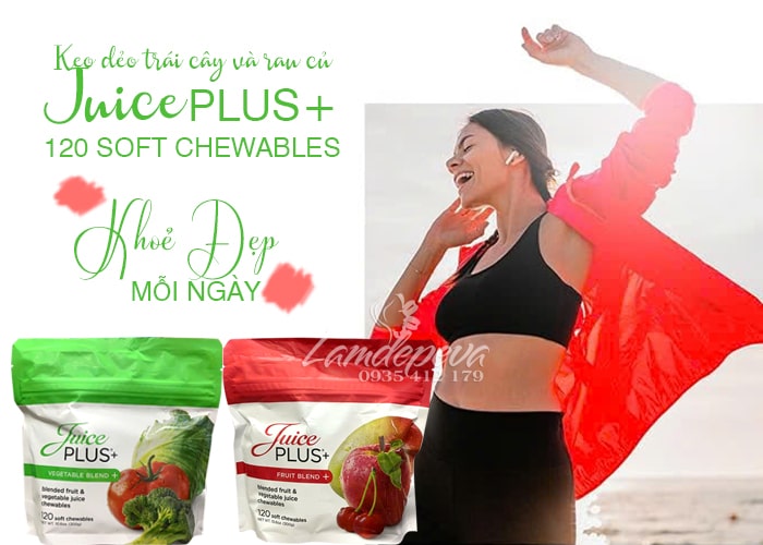 Kẹo dẻo trái cây Juice Plus+ 120 Chewables của Mỹ gói 300g 23 Kẹo dẻo trái cây Juice Plus+ 120 Chewables của Mỹ gói 300g 23