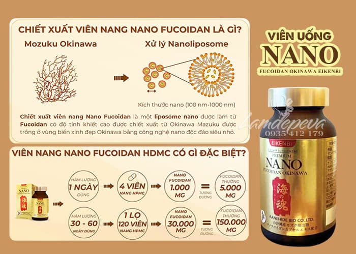 Viên uống Eikenbi Premium Nano Fucoidan Okinawa Nhật Bản 120 viên 90