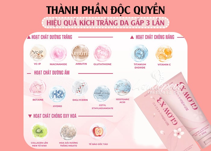 Dưỡng thể trắng da Glow X3 Eikenbi Tone Up Cream Nhật Bản 5